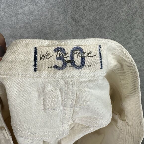 Free People Shorts Womens 30 Distress Denim Jean White Cut Off Button Fly We The - Picture 10 of 13